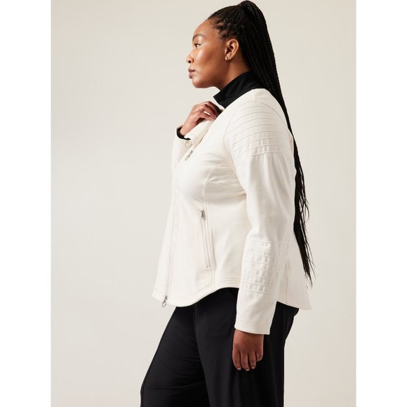 NWT Womens Size XL Athleta White Full Zip Moto Jacket with Pockets - Picture 2 of 4